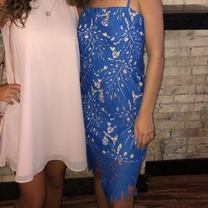 Lulus Blue Floral Formal Mini Dress